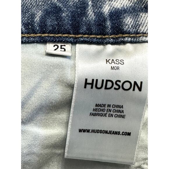 Hudson Kass Jean Shorts High Rise Fit Distressed Light Wash Blue Women's 25 NWT - Picture 11 of 12